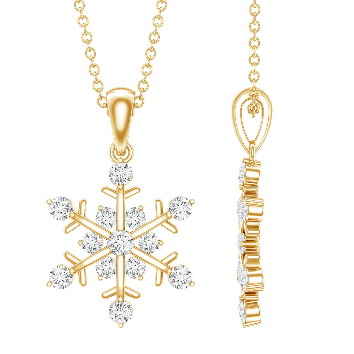 Lab Grown Diamond Necklace – Snowflake Pendant Gift With Round Cut Diamonds