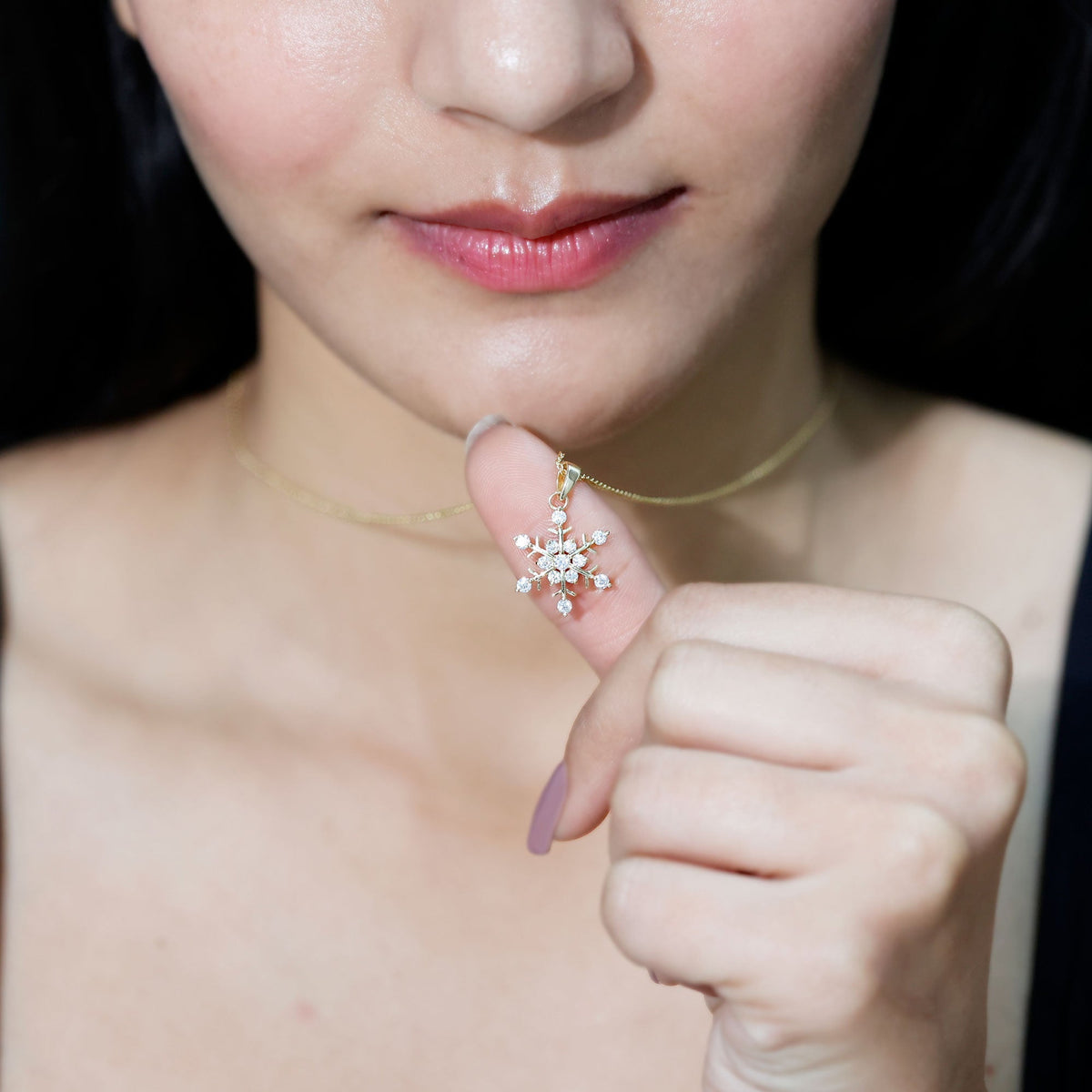 Lab Grown Diamond Necklace – Snowflake Pendant Gift With Round Cut Diamonds