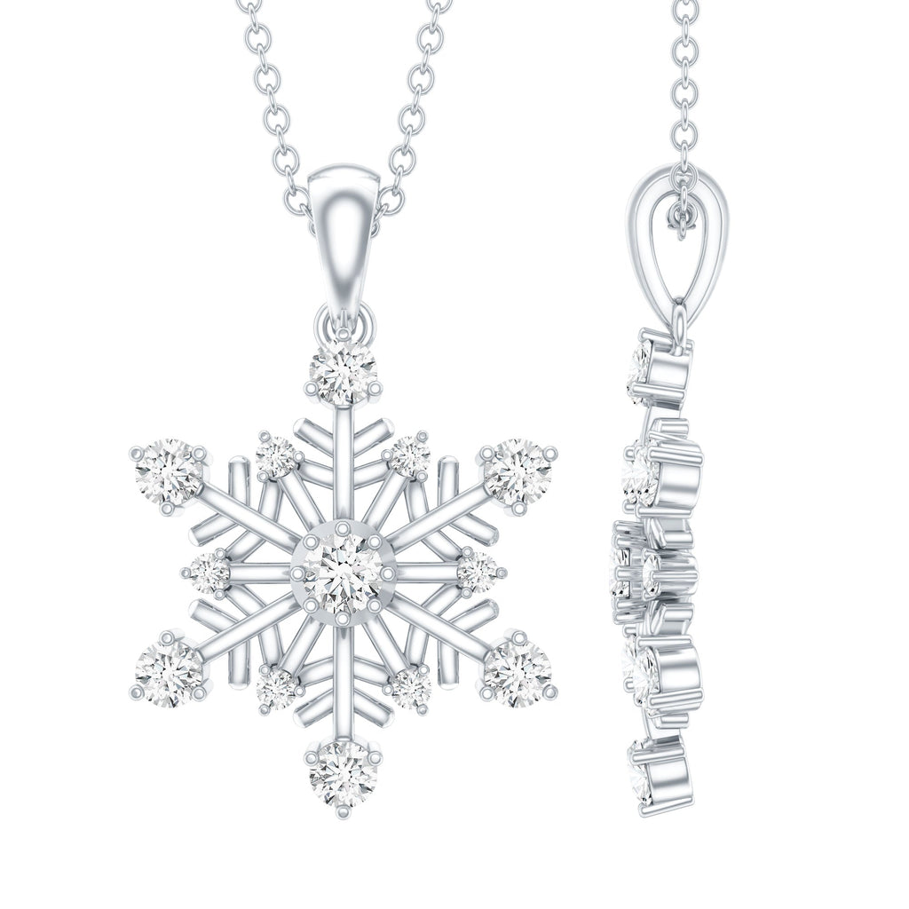 Lab Grown Diamond Necklace – Snowflake Pendant Jewelry with Round Cut Diamonds