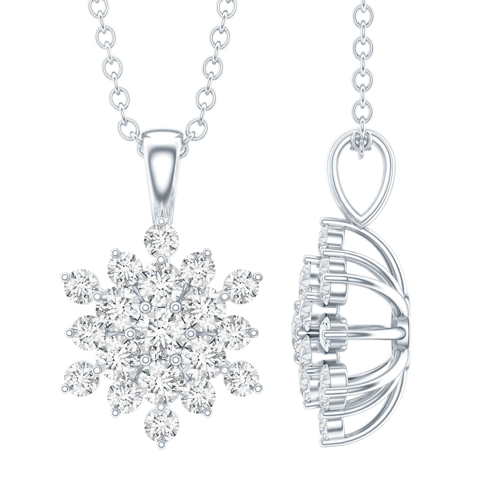Lab Grown Diamond Necklace – Snowflake Pendant With Certified Round Cut Diamonds
