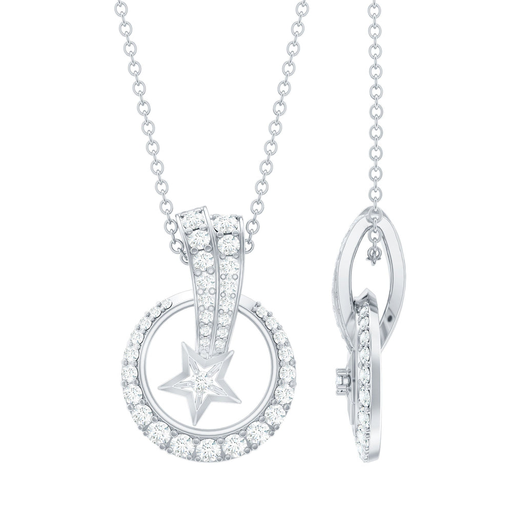 Lab Grown Diamond Necklace - Star Circle Pendant With Hidden Bail Detail
