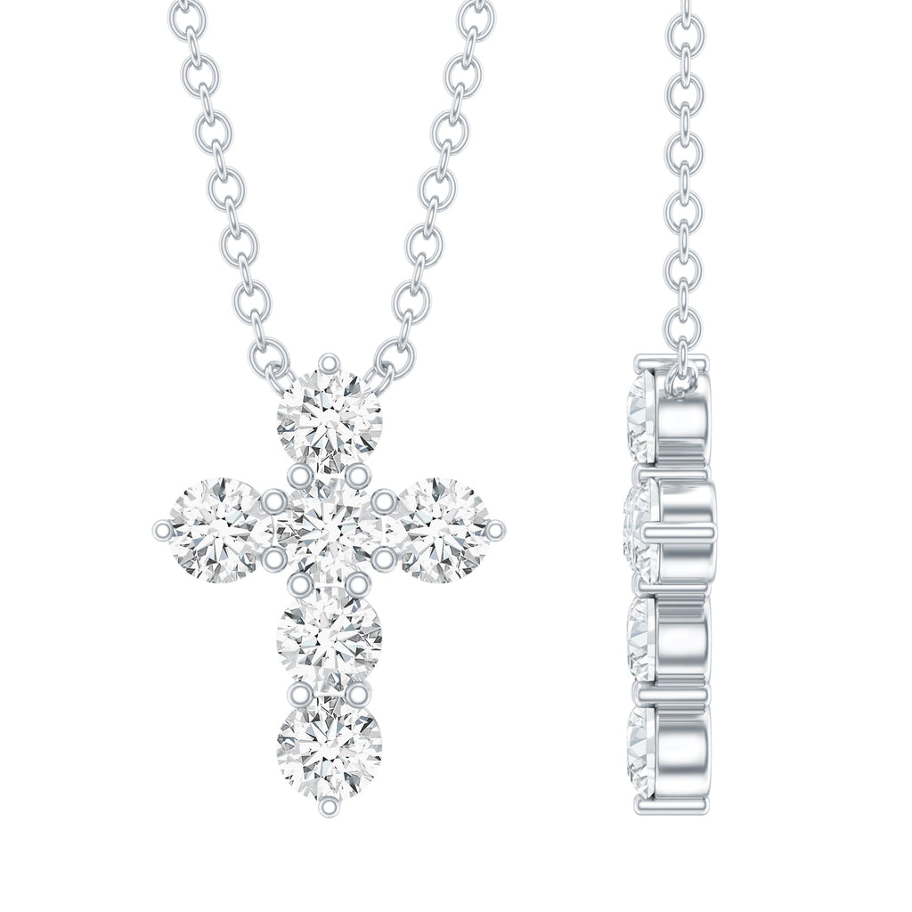 Lab Grown Diamond Religious Cross Pendant Necklace