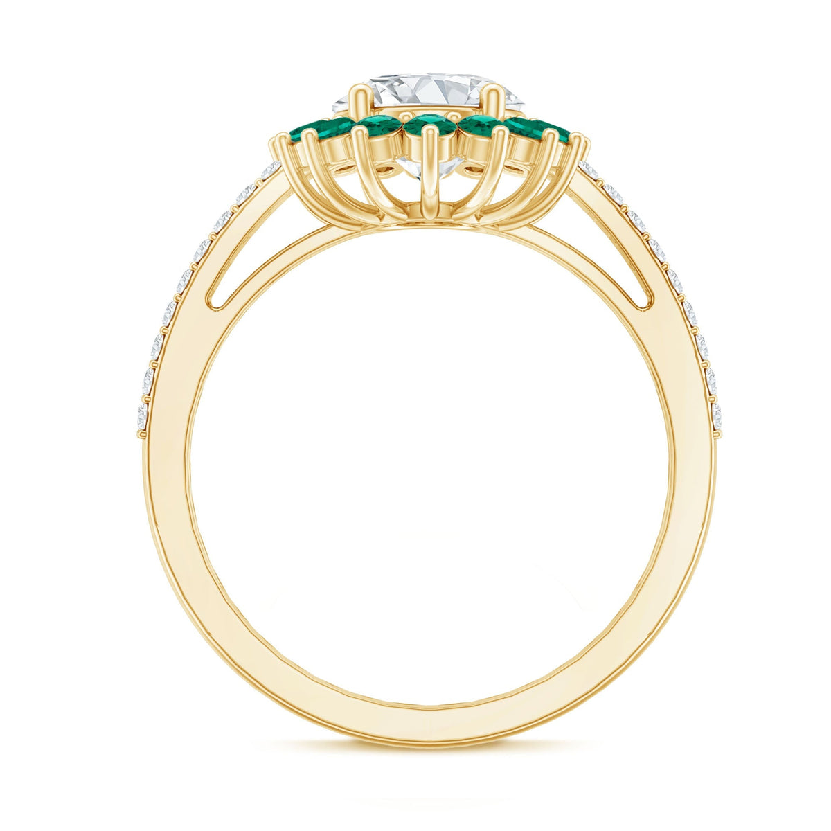 Lab Grown Diamond Ring – 2 Carat Oval Engagement Ring with Emerald Halo