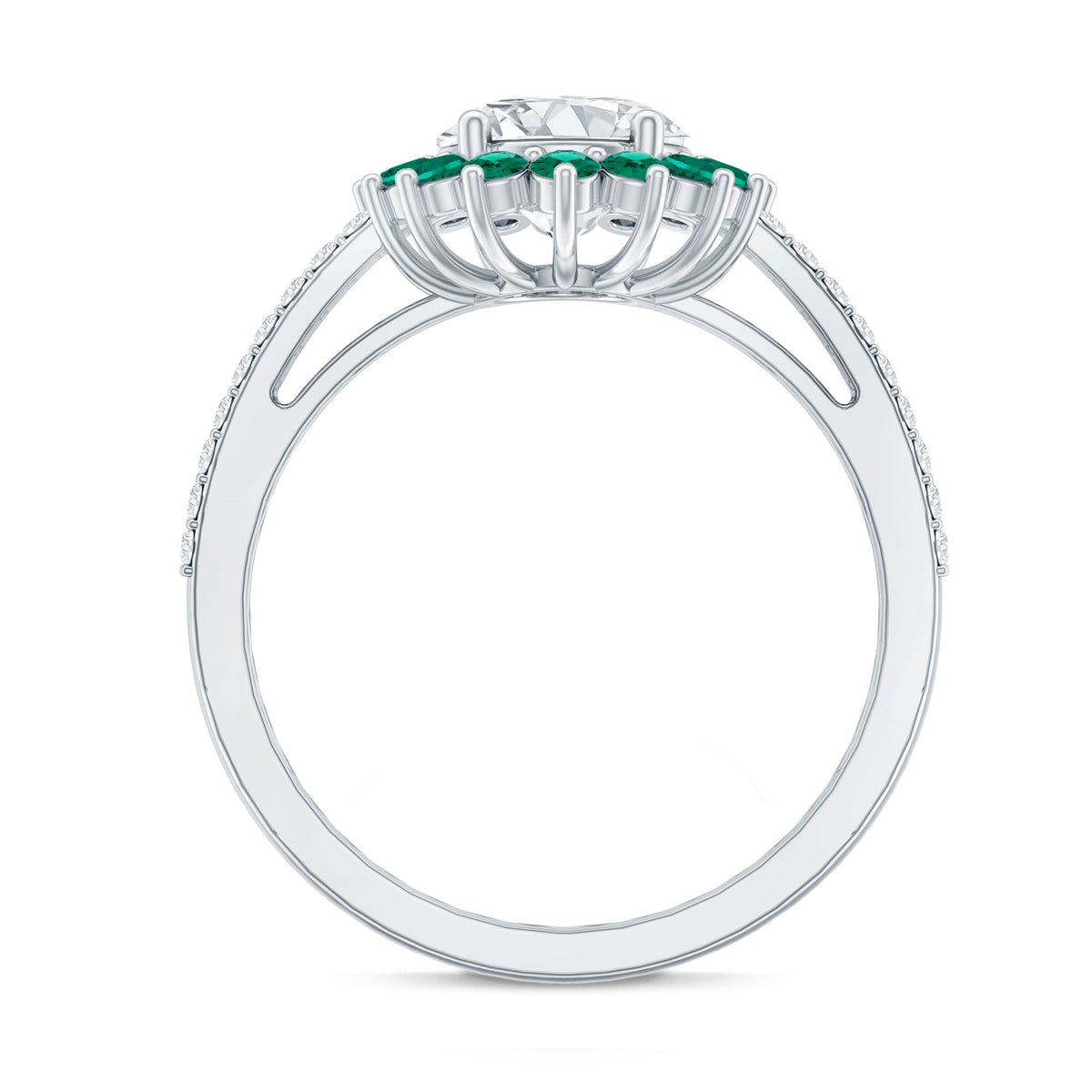 Lab Grown Diamond Ring – 2 Carat Oval Engagement Ring with Emerald Halo