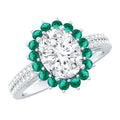 Lab Grown Diamond Ring – 2 Carat Oval Engagement Ring with Emerald Halo