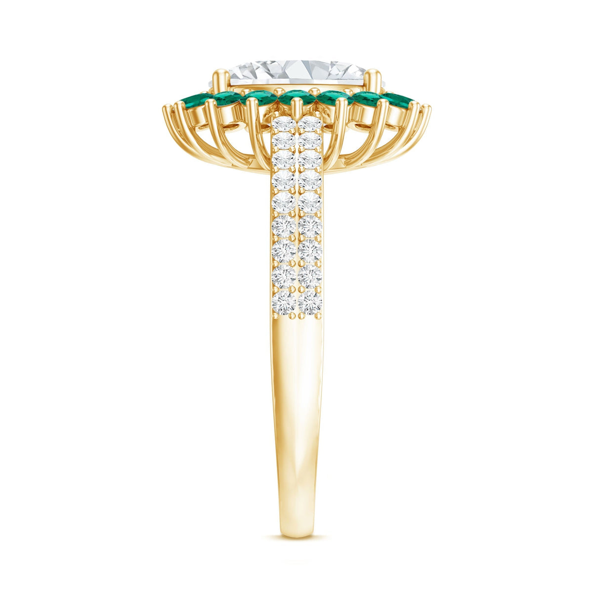 Lab Grown Diamond Ring – 2 Carat Oval Engagement Ring with Emerald Halo