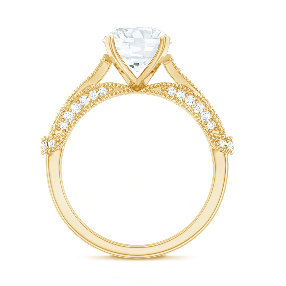 Lab Grown Diamond Ring – 2 Carat Round Cut Solitaire Art Deco Vintage Style