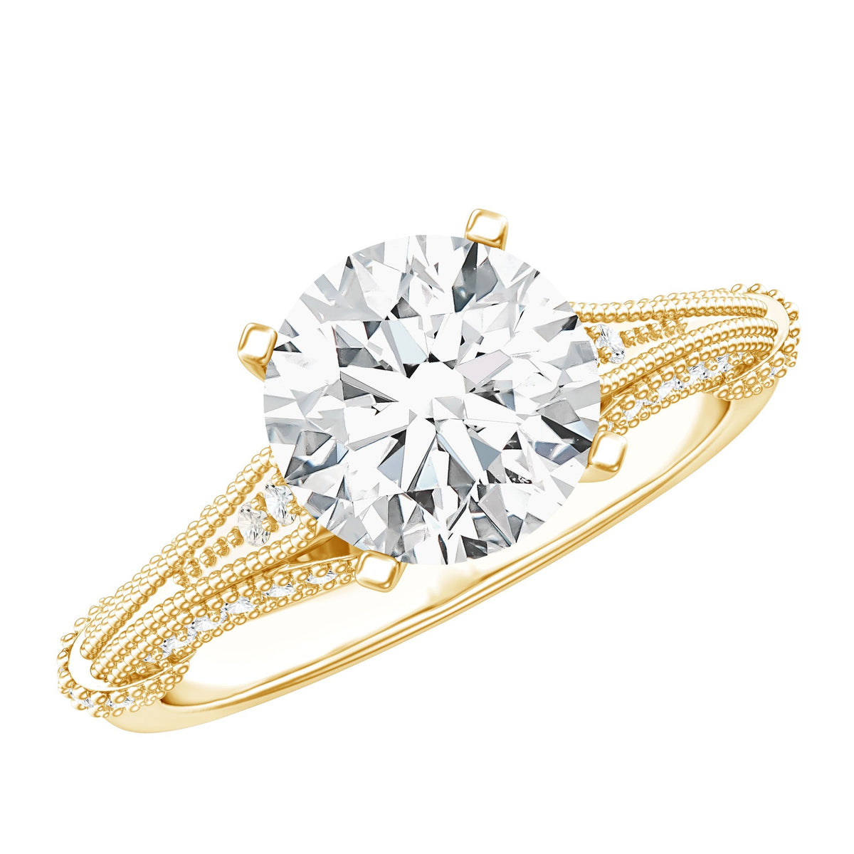 Lab Grown Diamond Ring – 2 Carat Round Cut Solitaire Art Deco Vintage Style