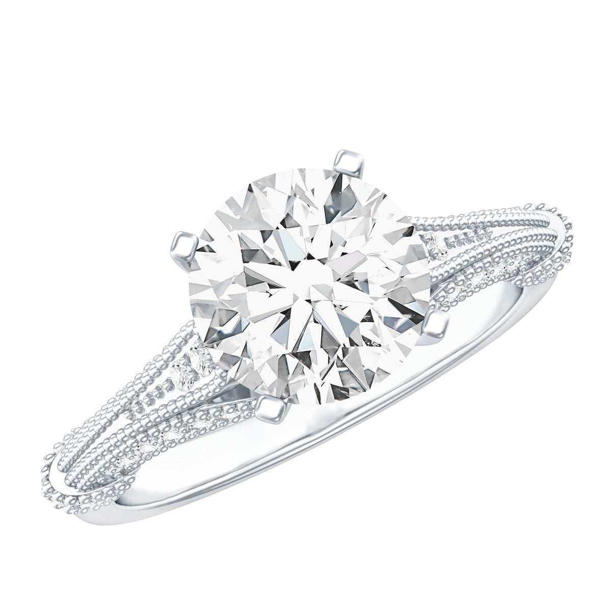 Lab Grown Diamond Ring – 2 Carat Round Cut Solitaire Art Deco Vintage Style