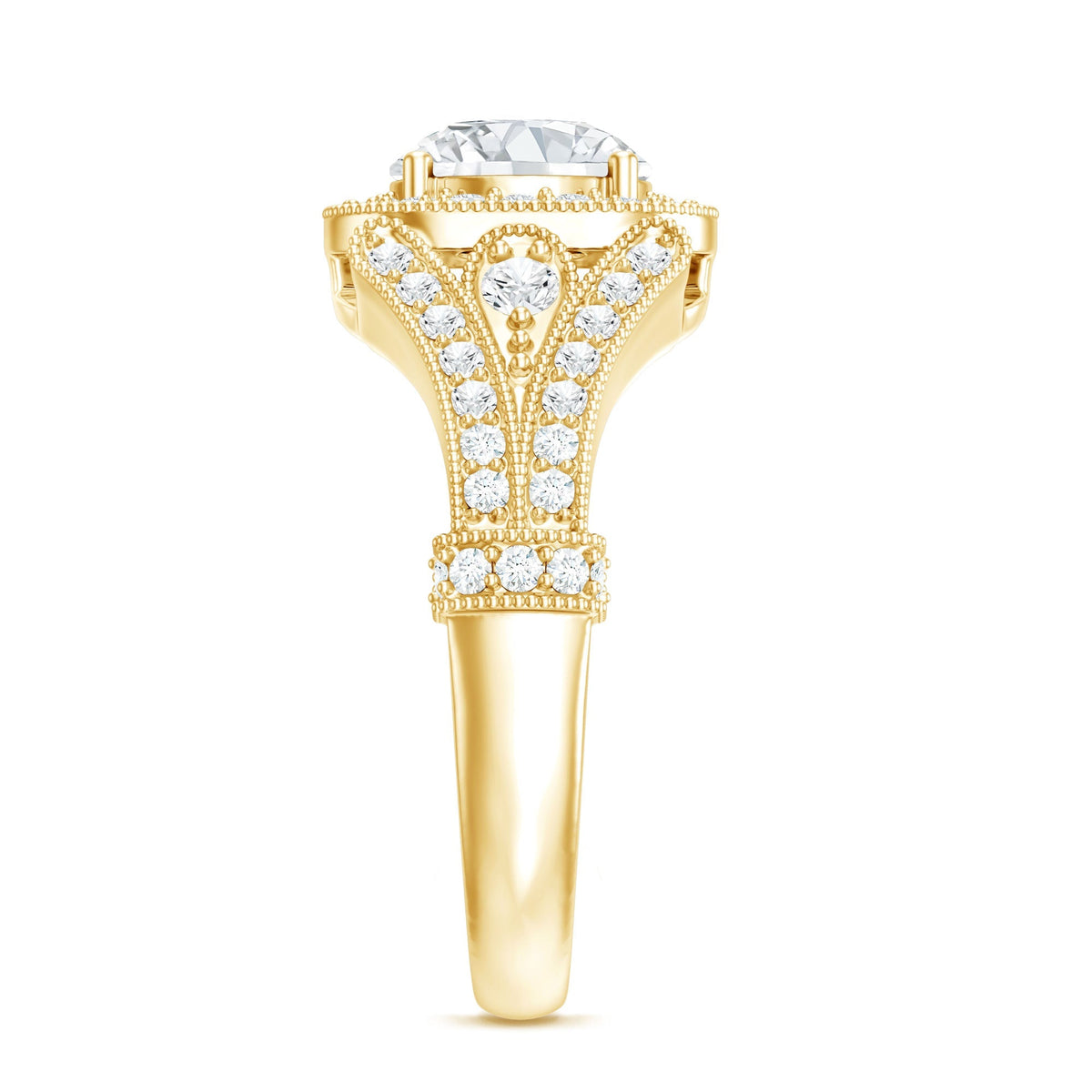 Lab Grown Diamond Ring – Vintage Engagement Band With Prong Setting Design