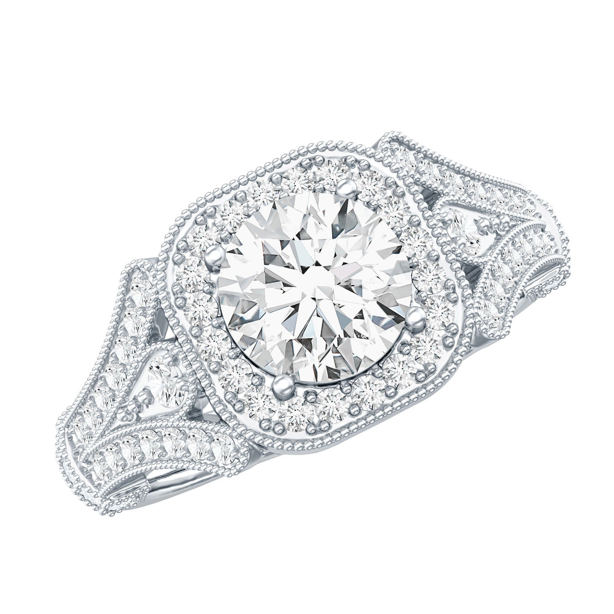 Lab Grown Diamond Ring – Vintage Engagement Band With Prong Setting Design