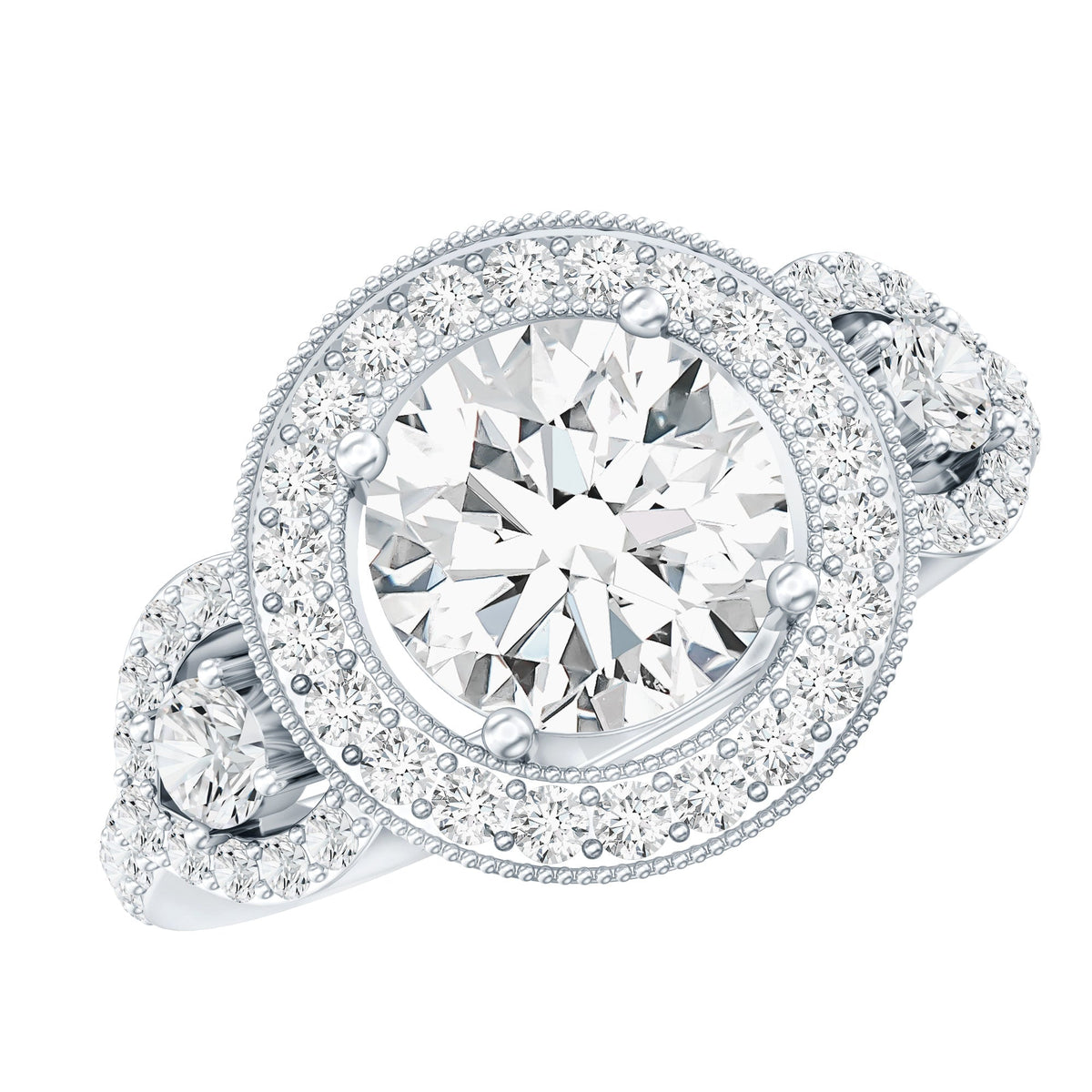 Lab Grown Diamond Ring – Vintage Engagement Ring With 2 Carat Round Cut Diamond