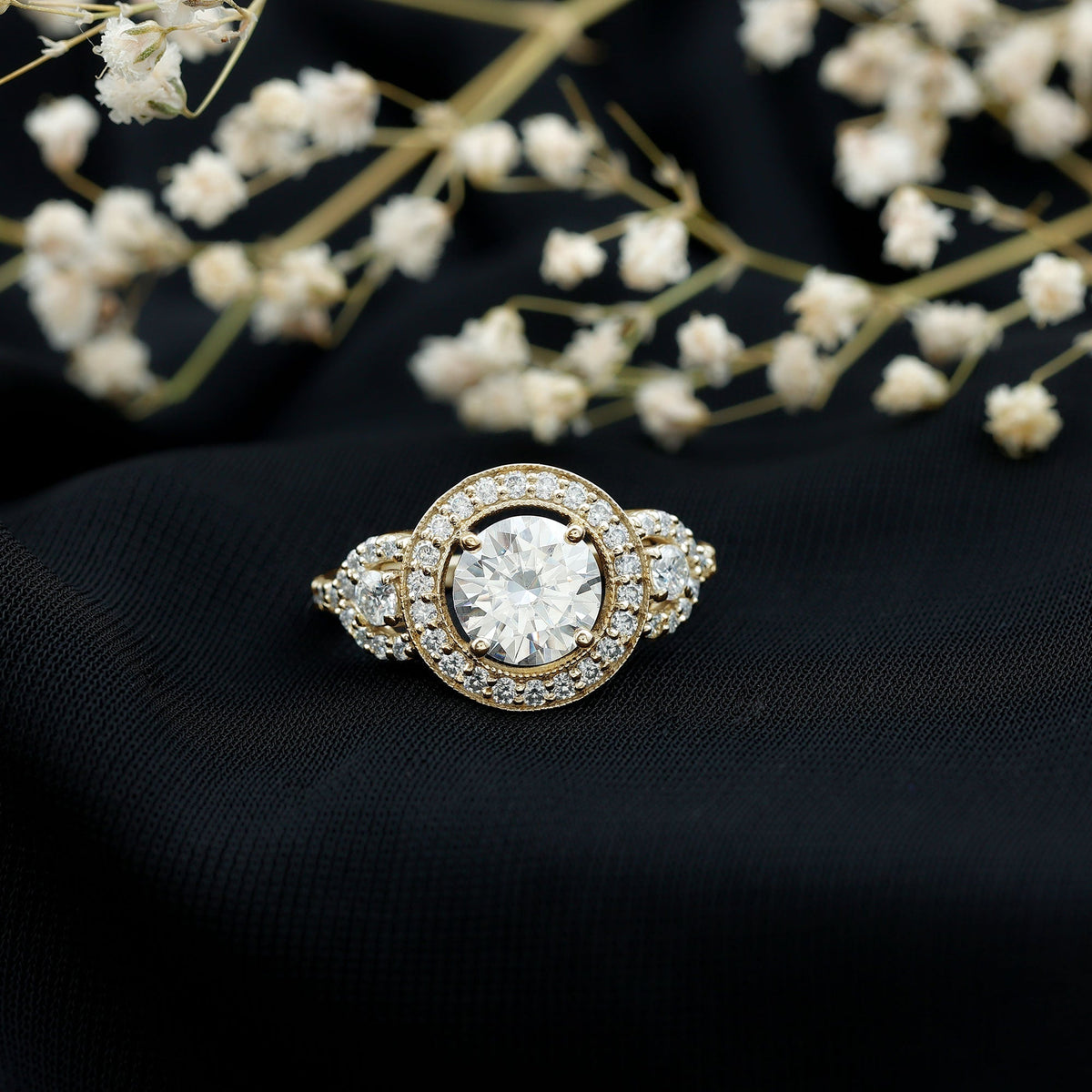 Lab Grown Diamond Ring – Vintage Engagement Ring With 2 Carat Round Cut Diamond