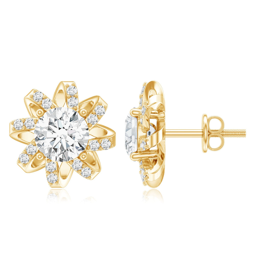 Lab Grown Diamond Round Solitaire Stud Earrings with Screw Back