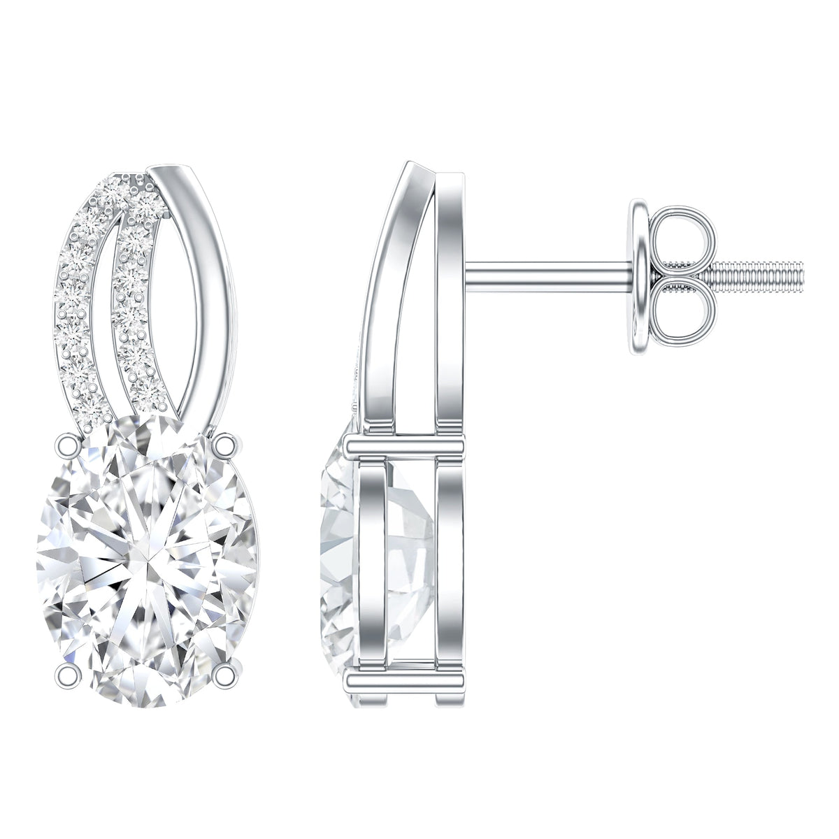 Lab Grown Diamond Studs - 2.5 Carat Oval Shape Designer Stud Earrings Women Elegant