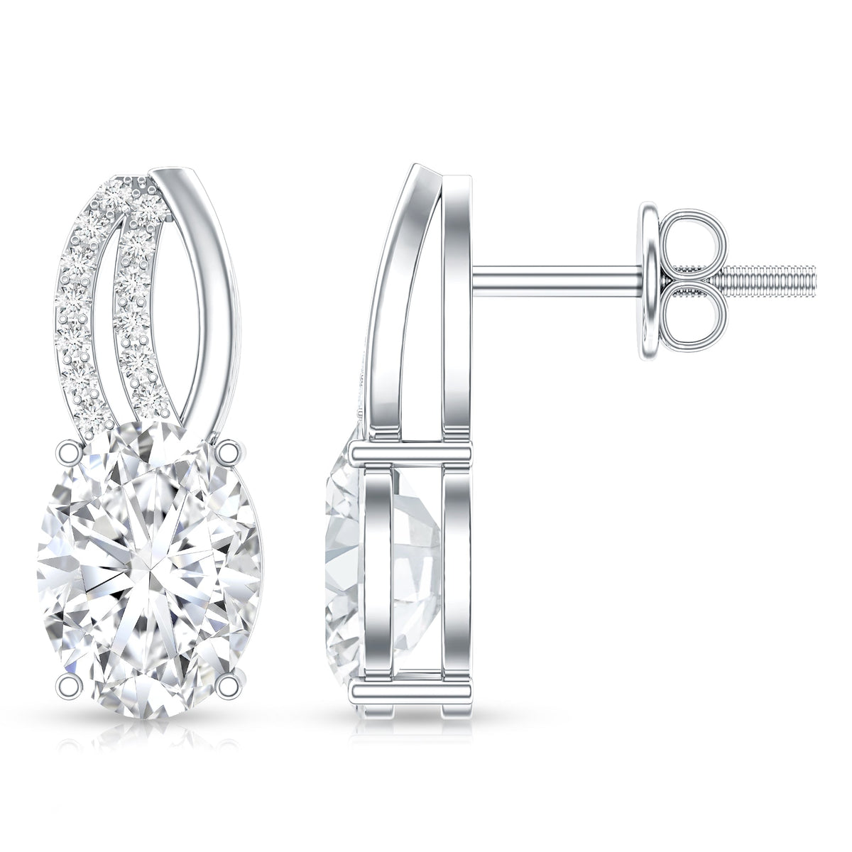 Lab Grown Diamond Studs - 2.5 Carat Oval Shape Designer Stud Earrings Women Elegant
