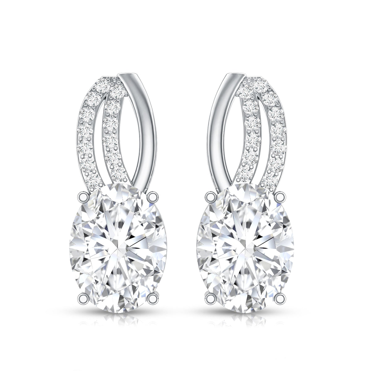 Lab Grown Diamond Studs - 2.5 Carat Oval Shape Designer Stud Earrings Women Elegant
