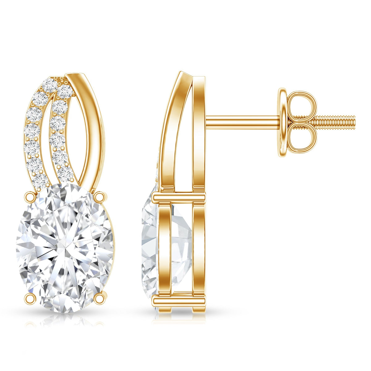 Lab Grown Diamond Studs - 2.5 Carat Oval Shape Designer Stud Earrings Women Elegant