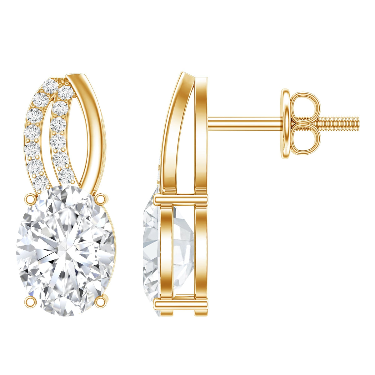 Lab Grown Diamond Studs - 2.5 Carat Oval Shape Designer Stud Earrings Women Elegant