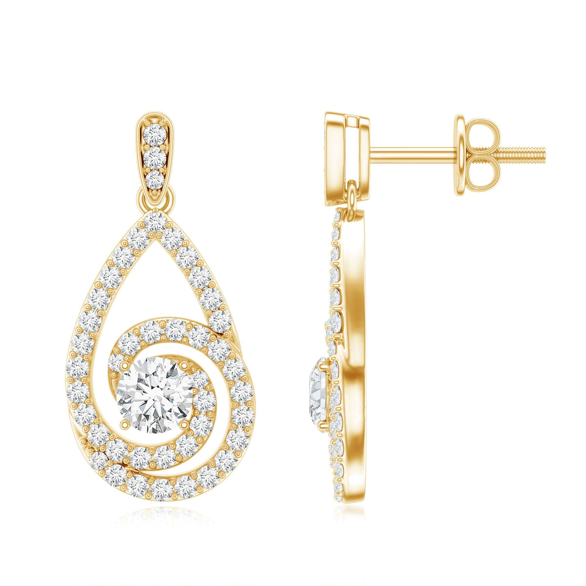 Lab Grown Diamond Swirl Earrings With Screw Back