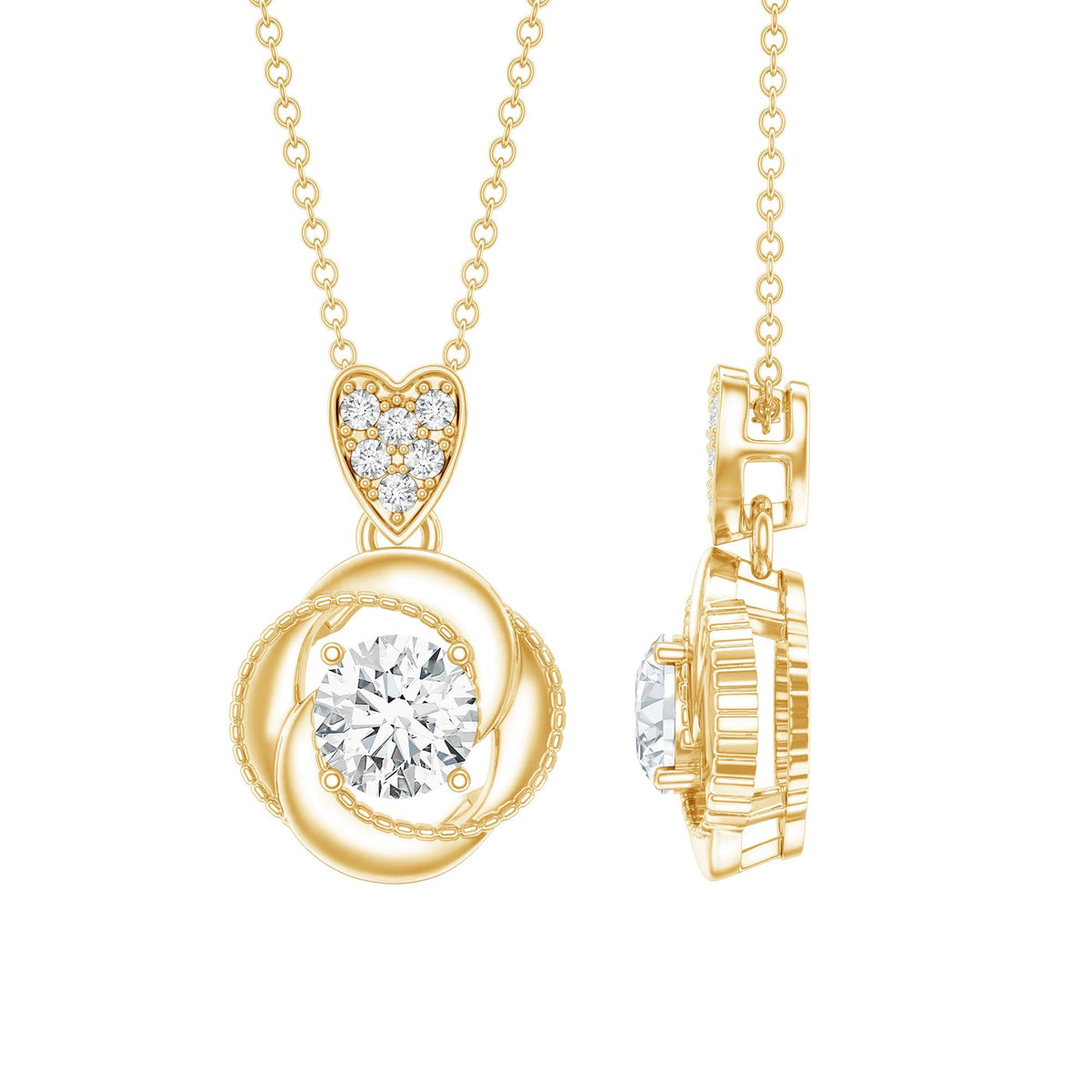 Lab Grown Diamond Swirl Pendant Necklace