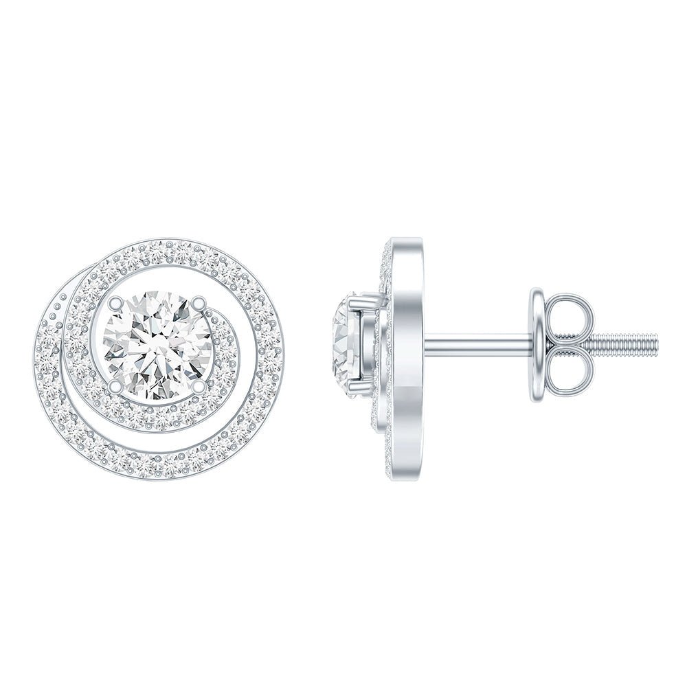 Lab Grown Diamond Swirl Stud Earrings With Screw Back