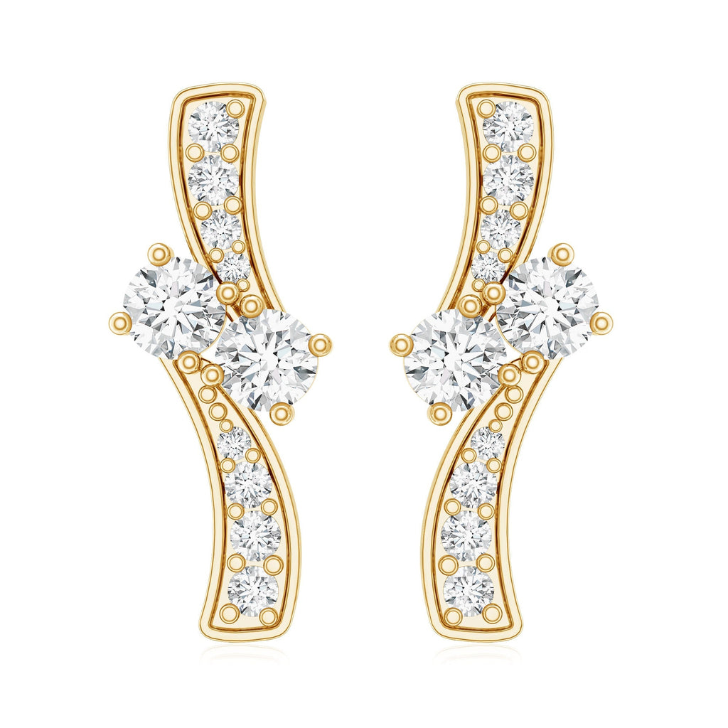 Lab Grown Diamond Two Stone Stud Earrings With Screw Back