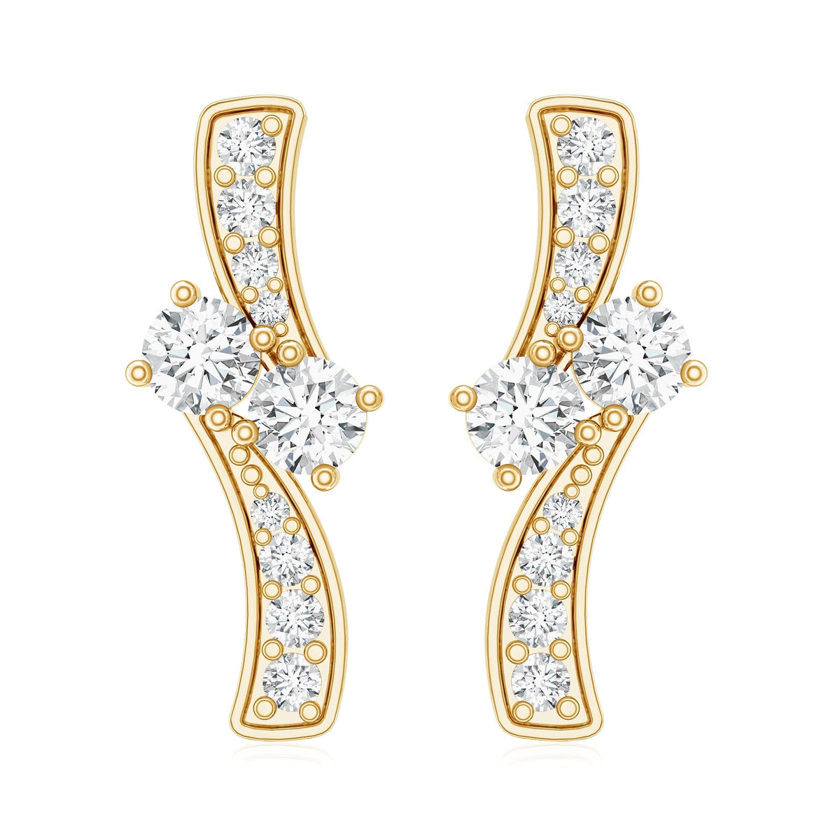 Lab Grown Diamond Two Stone Stud Earrings With Screw Back