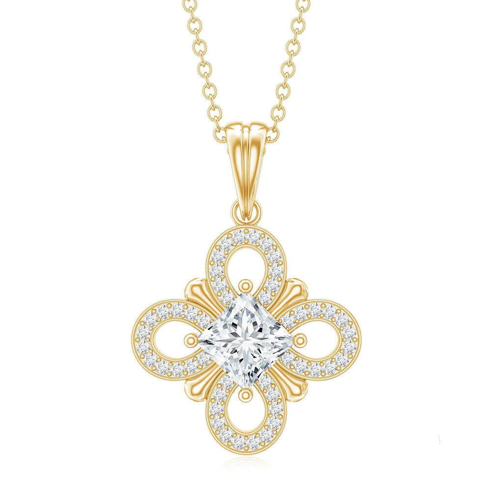 Lab Grown Diamond Vintage Inspired Pendant Necklace