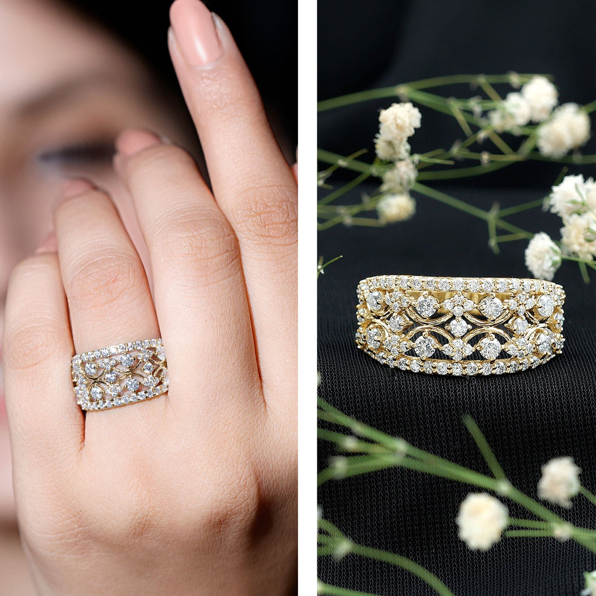 Lab Grown Diamond Wedding Band – Vintage Prong Setting Classic Bridal Jewelry