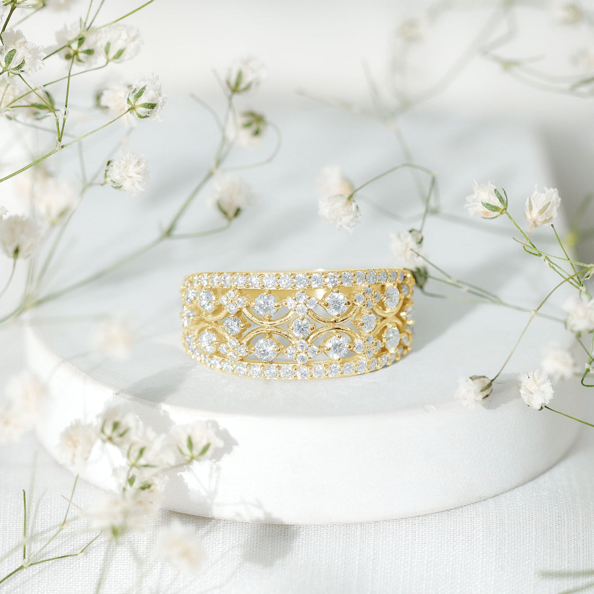 Lab Grown Diamond Wedding Band – Vintage Prong Setting Classic Bridal Jewelry