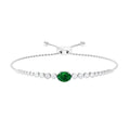 Lab Grown Emerald Bracelet – 1.2 Carat Oval Emerald Bolo Diamond Tennis