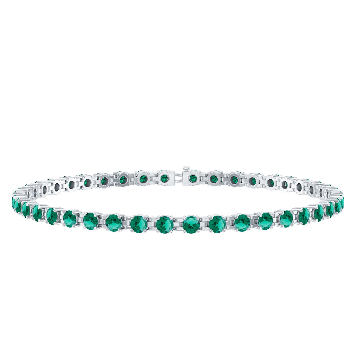 Lab Grown Emerald Bracelet – AAA Grade Tennis Bracelet With Sparkling Round Emeralds