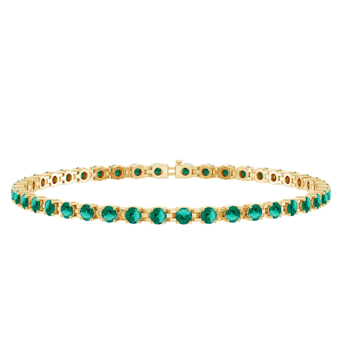 Lab Grown Emerald Bracelet – AAA Grade Tennis Bracelet With Sparkling Round Emeralds