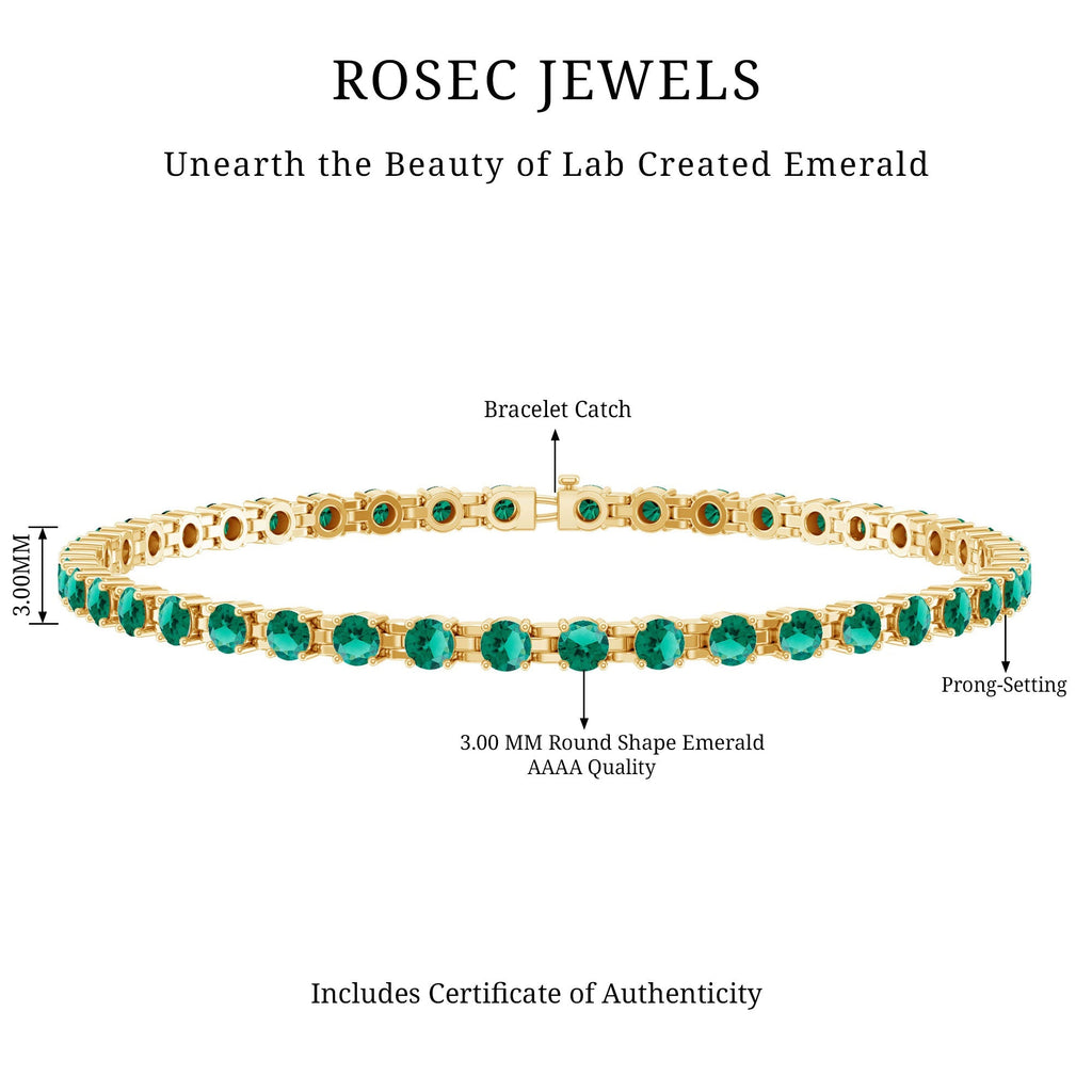 Lab Grown Emerald Bracelet – AAA Grade Tennis Bracelet With Sparkling Round Emeralds