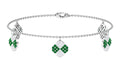 Lab Grown Emerald Bracelet – Delicate Flower Charm Chain with Moissanite Jewelry