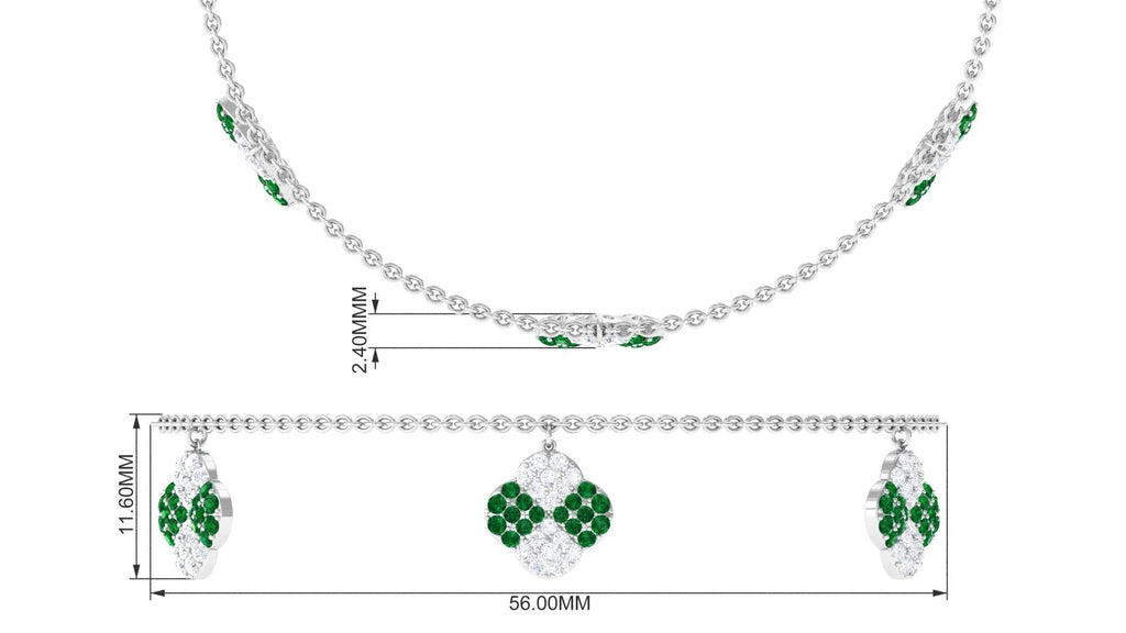 Lab Grown Emerald Bracelet – Delicate Flower Charm Chain with Moissanite Jewelry
