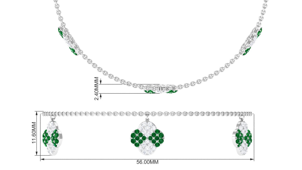 Lab Grown Emerald Bracelet – Delicate Flower Charm Chain with Moissanite Jewelry