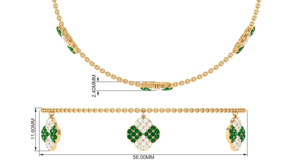 Lab Grown Emerald Bracelet – Delicate Flower Charm Chain with Moissanite Jewelry