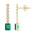 Lab Grown Emerald Earrings – 14K Gold Plated Diamond Dangle Drop with Screw Back