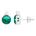 Lab Grown Emerald Earrings – AAA Quality Emerald Studs With Diamond Accent