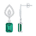Lab Grown Emerald Earrings – Art Deco Diamond Drop With Screw Back Design