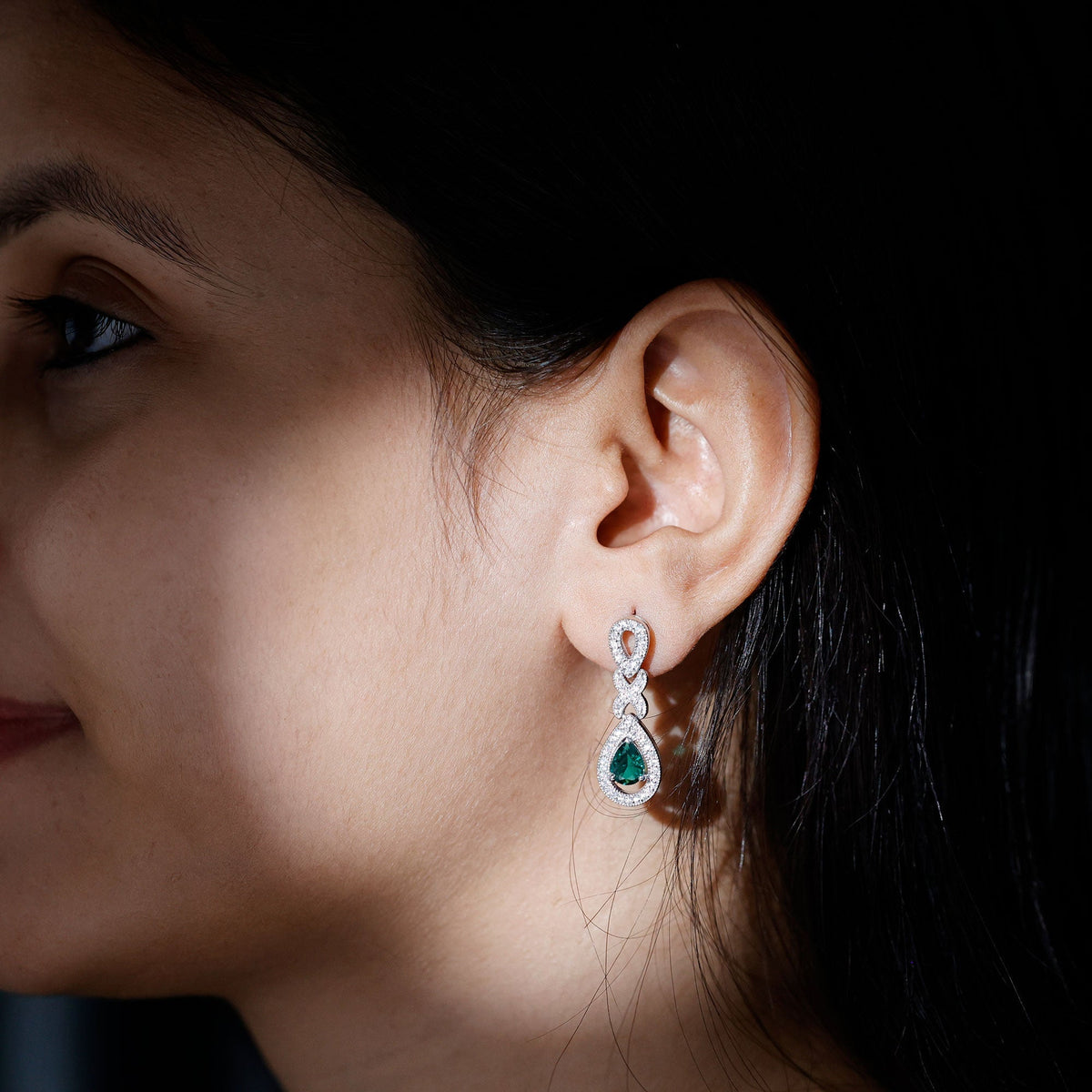 Lab Grown Emerald Earrings – Silver Drop Dangle Wedding Earrings With Certificate