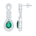Lab Grown Emerald Earrings – Silver Drop Dangle Wedding Earrings With Certificate