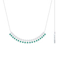 Lab Grown Emerald Necklace | Curved Bar Bridal Necklace with Princess Cut Emeralds & Moissanite