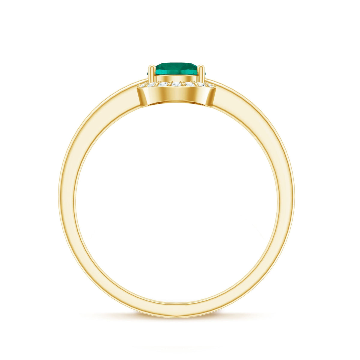 Lab Grown Emerald Ring – 0.8 Carat Round Emerald Promise Ring with Diamond Halo