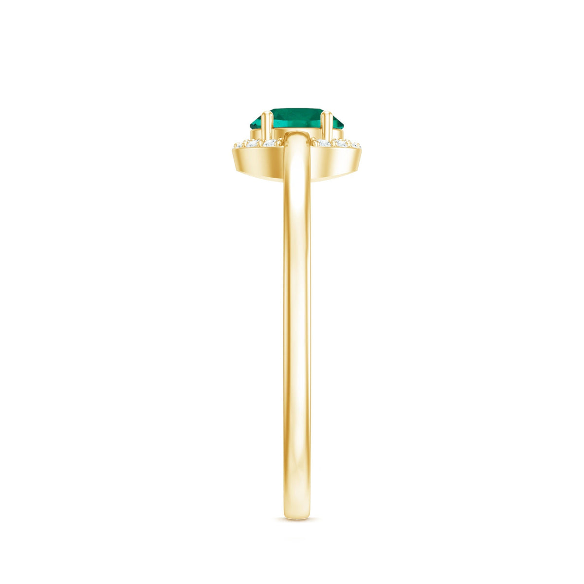 Lab Grown Emerald Ring – 0.8 Carat Round Emerald Promise Ring with Diamond Halo