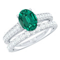 Lab Grown Emerald Ring – 1.2 Carat Oval Engagement Set With Moissanite Wedding Band