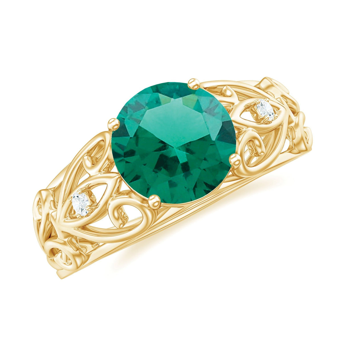 Lab Grown Emerald Ring – 2 Carat Antique Engagement With Prong Setting
