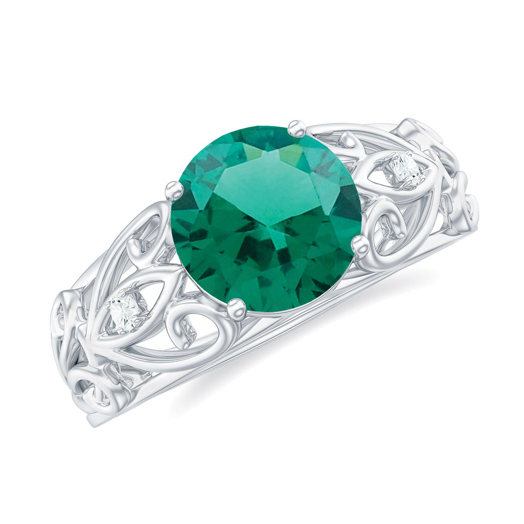 Lab Grown Emerald Ring – 2 Carat Antique Engagement With Prong Setting